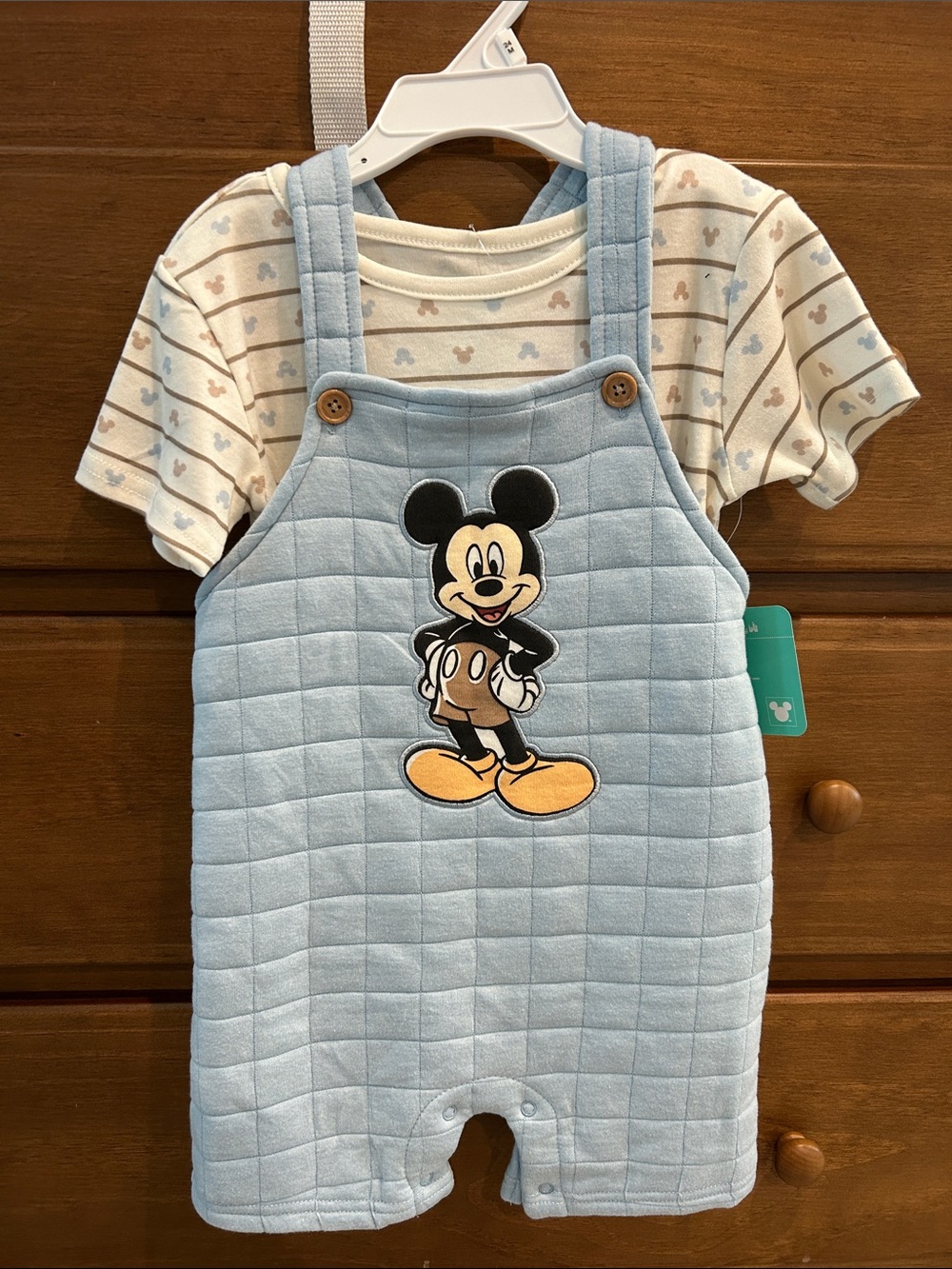 NWT Disney Mickey Mouse Baby Overalls Set with Shirt & Overalls Size 24 months